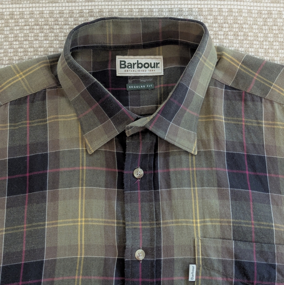 Barbour Men's wool blend Plaid Button Down Shirt